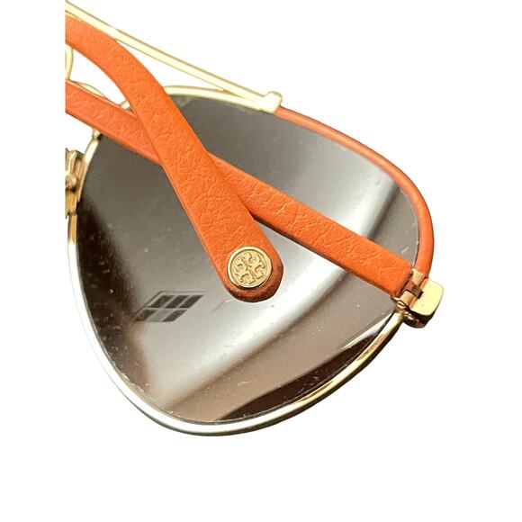 Tory Burch Aviator Sunglasses Gold Orange Flawed No Scratches With Case - Picture 7 of 8